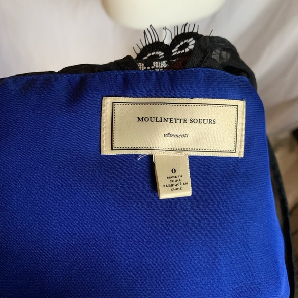 Moulinette Soeurs Black Lace Blue Dress Prom Wedding Guest Whimsigoth Size 0 - Picture 8 of 13